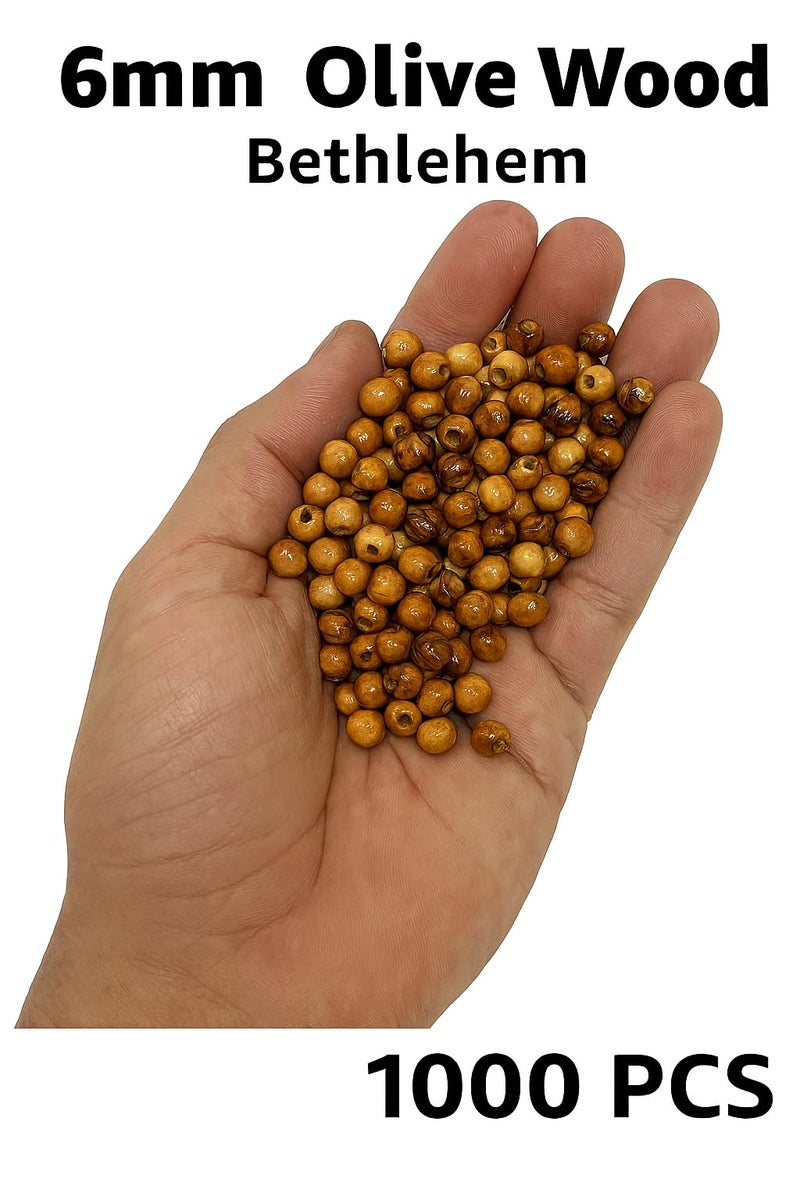 ZULUF 6mm Olive Wood Beads Bulk 500pcs â€“ Natural Wooden Pieces for Jewelry Making, Catholic Rosary Supplies, Bracelet Necklace Craft Parts, DIY Macrame, Holy Land with Certificate BEAD021 - Image 2